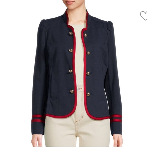 NWOT Tommy Hilfiger Contrast Piped Military Blazer - Picture 1 of 15